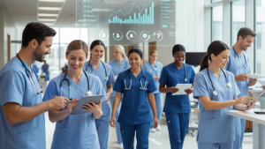 Hospital healthcare professionals using contingent staffing to manage patient demand, reduce overtime, and improve workforce flexibility